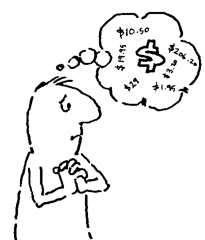 Person thinking about money